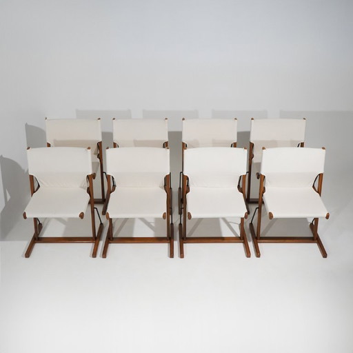 Eight “Nina and Santa Maria” Chairs by Piero De Martini for Cassina, 1970s – eetkamerstoelen, Textile (photo 2 of 15)