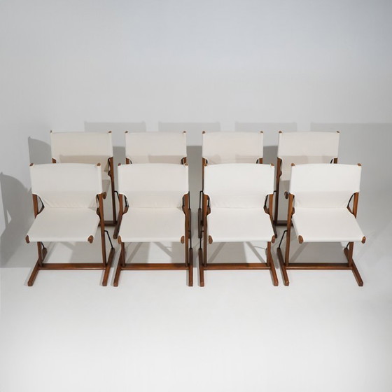 Eight “Nina and Santa Maria” Chairs by Piero De Martini for Cassina, 1970s – Dining chairs, Textile (photo 2 of 15)