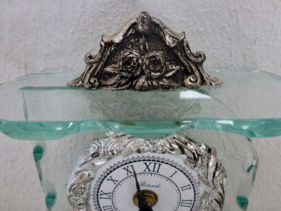 Image 1 of Reloj de mesa de cristal italiano antiguo, marca Rotondo.