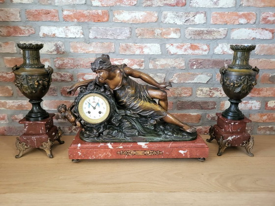 Image 1 of Juego de relojes franceses antiguos de 3 piezas (aprox. 1890-1910) – Signé Guillemin