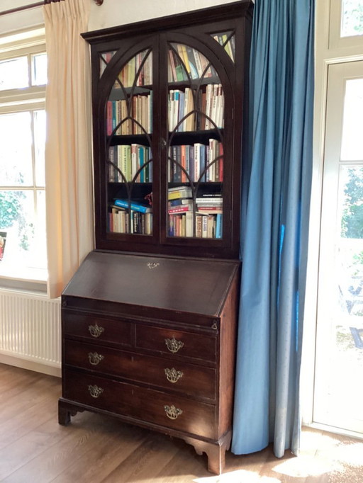 Bureau-bookcase eiken 18e eeuws Engels tweedelig