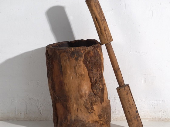 Large antique wabi-sabi style mortar and pestle (c.1920) #78 – Decorative Objects (photo 2 of 40)