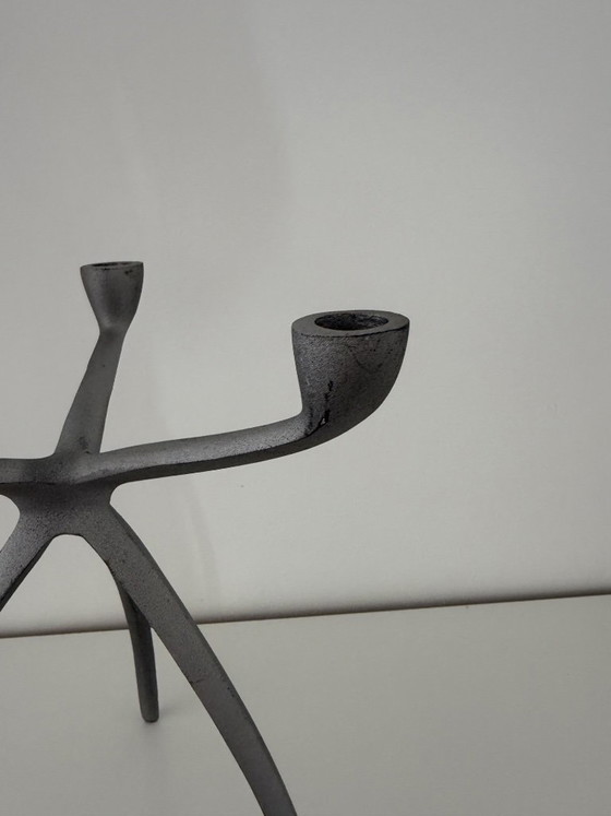 "Spider" tripod candlestick, space age Starck Eames 80s design – Table accessories, Aluminium (photo 5 of 13)