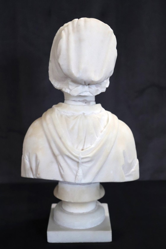 Image 1 of Bust of a Lady Sculpture in White Marble , Italy 19th Century