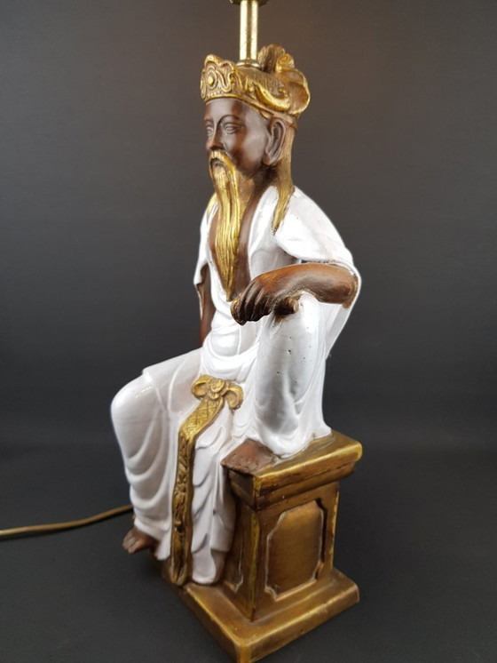 Image 1 of Vintage Mid-Century Ugo Zaccagnini Terracotta Table Lamp, Kwanyin Figure, Italian Pottery, 1950s/1960s