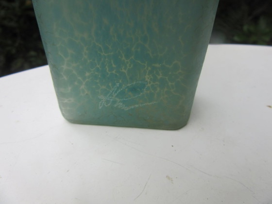 Image 1 of Raku-Vase (Knospenvase), signiert, Studiokeramik, Kunstglas/Metallic