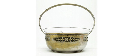 Sucrier en laiton argenté de Berndorf, Allemagne, années 1920 – tafelaccessoires, Glass, Silver