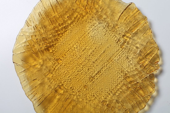 Image 1 of Vintage amberkleurig glazen bord: Pavel Panek Jute Schaal / Rudolfova Hut' / Tsjechië / 1977