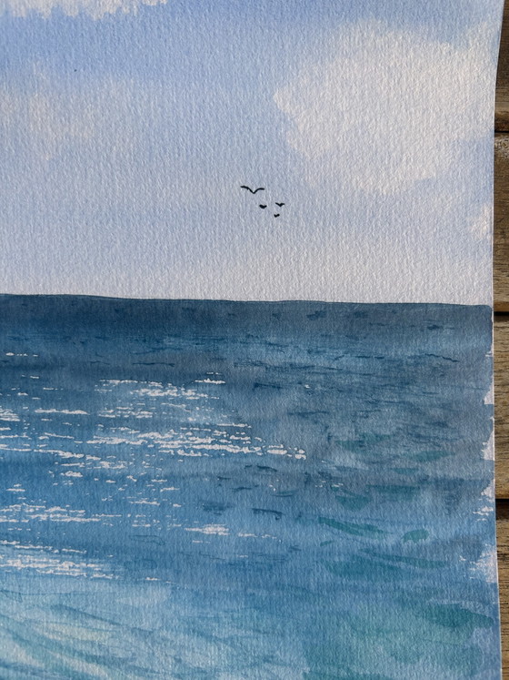 Image 1 of Watercolor seaside birds