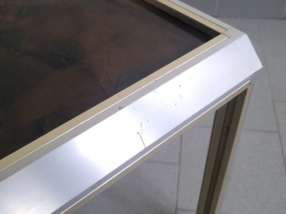 Image 1 of Vintage vierkante salontafel/bijzettafel uit de jaren 60 van aluminium en formica.