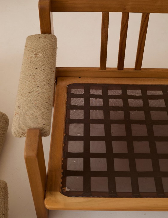 Image 1 of Vintage 3-seater sofa in solid elm, Maison Regain, circa 1970/80