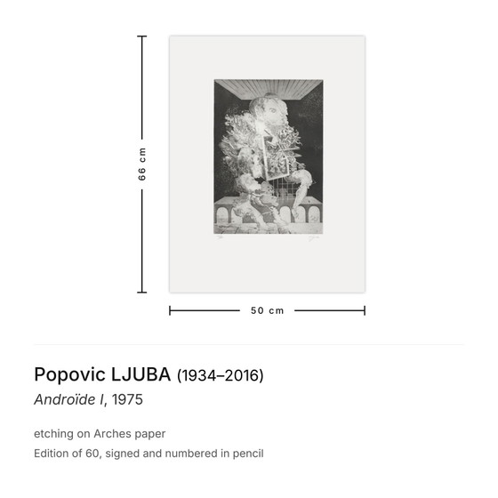 Image 1 of Popovic LJUBA Androïde I Signierte Radierung 1975