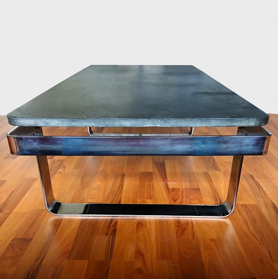 Image 1 of Tavolino in ardesia cromata Peter Draenert Style