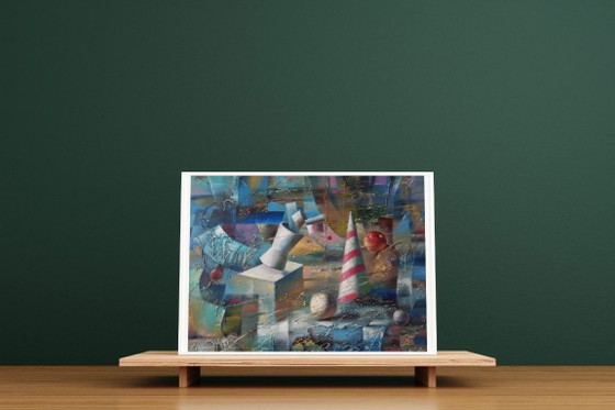Origineel olieverfschilderij Abstract Expressionisme Geometrisch Stilleven Metafysisch Stilleven (photo 2 of 8)