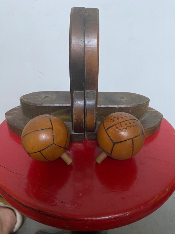 Fermalibri vintage Art Déco con sfere staccabili, in legno, anni '30-'40 – Oggetti decorativi, Wood (photo 3 of 8)