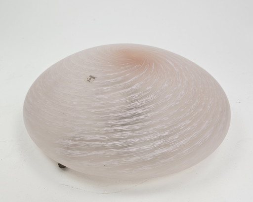 Murano Vetri ceiling lamp with swirl effect and unique pink shade Italy 1970s