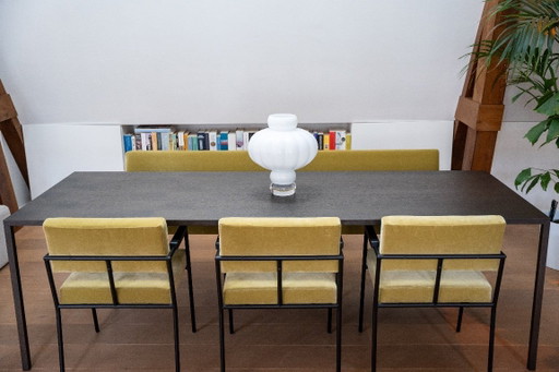 Fest Monday dining set: 3 chairs + bench (Royal Pistachio / black frame / armrest)