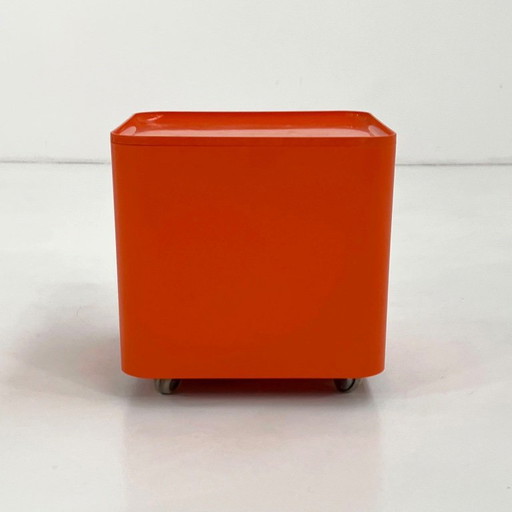 Oranger Dime Beistelltisch auf Rollen von Marcello Siard für Longato, 1970er