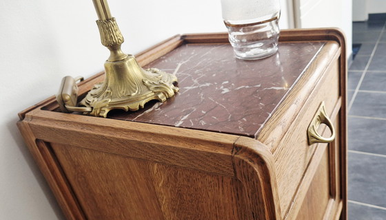 Image 1 of Art Deco furniture - Solid oak and marbled - 1920