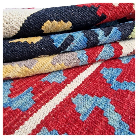 Alfombra Kilim Maimana tejida a mano | Tejido plano tradicional de lana | 155 × 203 cm (61 × 80 pulgadas) (photo 9 of 10)