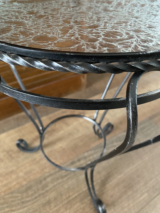 Image 1 of Bijzettafel vintage smeedijzeren con lama craquelé
