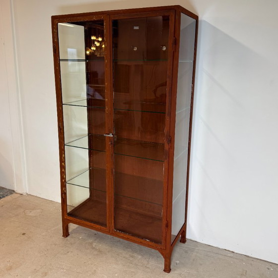 Image 1 of Vintage man cave doctor's display case with rust treatment