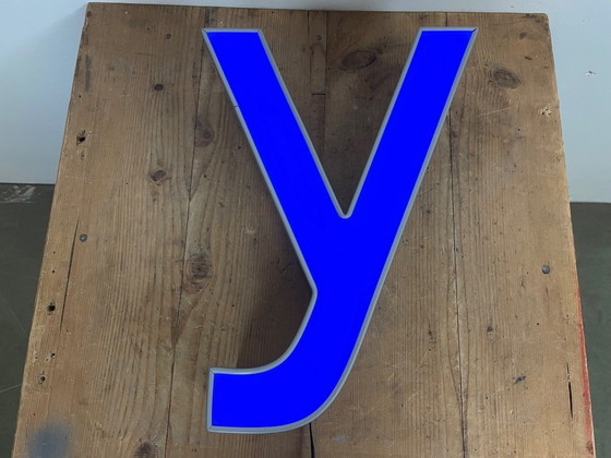 Image 1 of Vintage Blue Illuminated Letter Y, 1980s