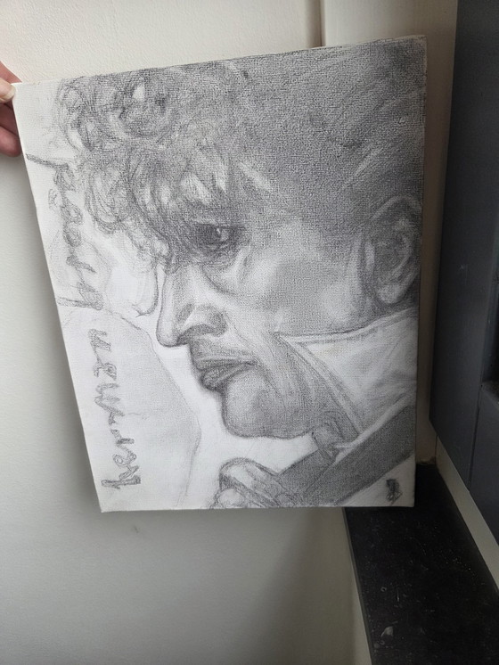 Image 1 of Image au crayon sur toile « Herman Brood »