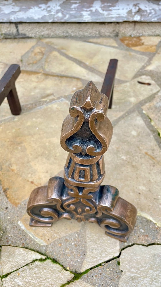 Pair of Vintage Solid Brass Fire Dogs – Candle holders, Cast Iron (photo 16 of 36)