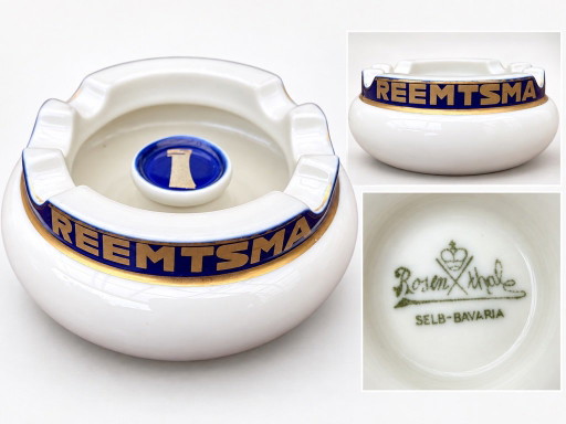 Rosenthal – Reemtsma Werbeaschenbecher – Kobaltblau und Gold Porzellan – Deutschland – Art déco – circa 1928