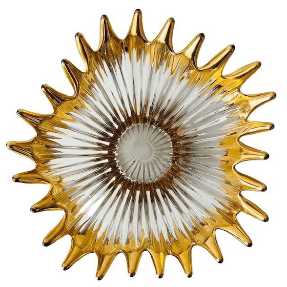 Image 1 of Cuenco de cristal soplado de mediados de siglo, bañado en oro, Cofrac Art Verrier, década de 1960