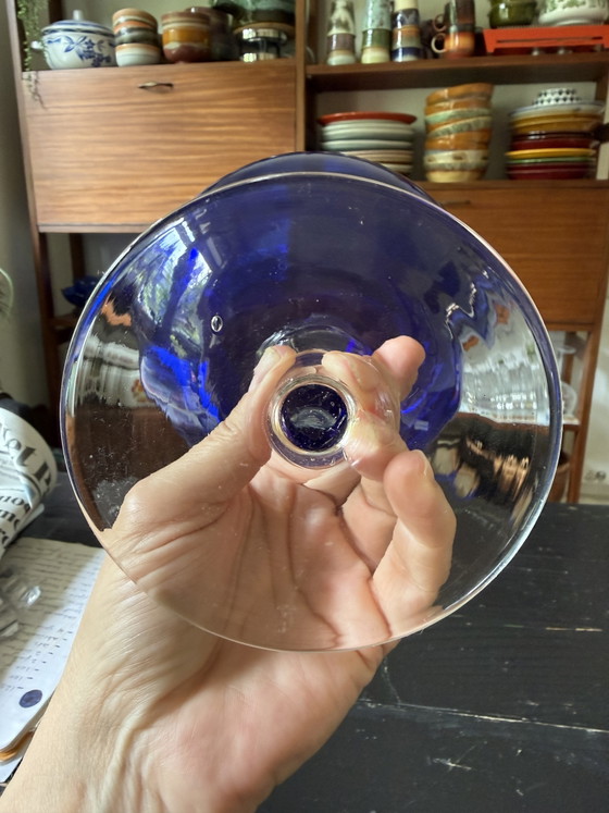 Vintage Empoli Cobalt Blue Glass Brandy Snifter Vase – 1960s/1970s – XL (25 cm) (photo 2 of 5)