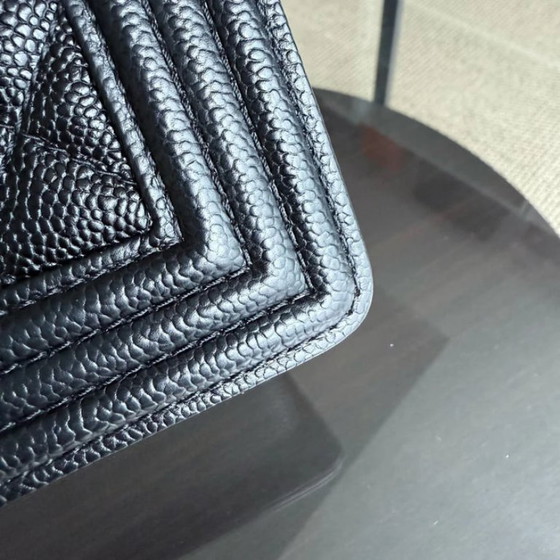 Image 1 of Chanel Boy Medium - Caviar 25CM Quilted Grained Calfskin Black Gold Hardware Series 19