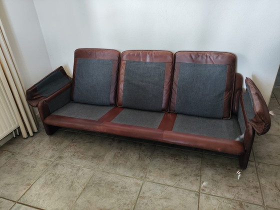 Image 1 of Ensemble de salon vintage De Sede - canapé 3 places + 2 fauteuils - cuir de buffle épais - 1970