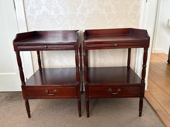 Image 1 of Tables de chevet La Grange en acajou brun avec tiroir