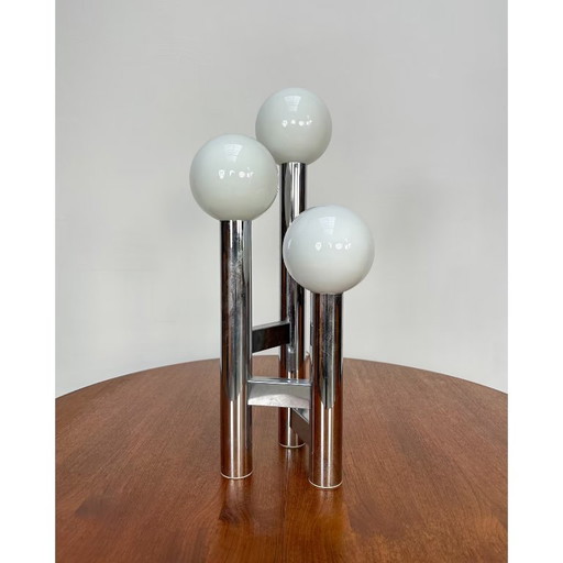 Lampe de table vintage de l'ère spatiale en chrome et verre 70s