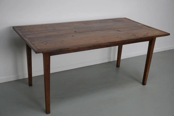 Image 1 of Mesa de comedor rústica francesa de madera de olmo, siglo XX