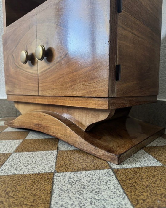 Image 1 of Chevet Art Déco bois et miroir