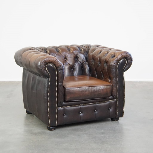 Chesterfield Armchair Made Of Beef Leather