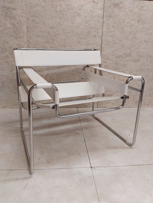 KNOLL Int. Fauteuil B3 WASSILY (NEUF) en cuir blanc