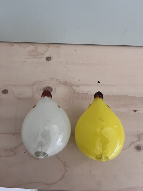 Image 1 of Murano kip vogels geel wit set