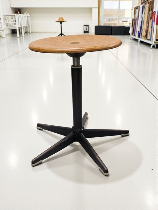 Vintage Werkstatthocker Hocker Arbeitshocker Industriehocker Höhenverstellbar