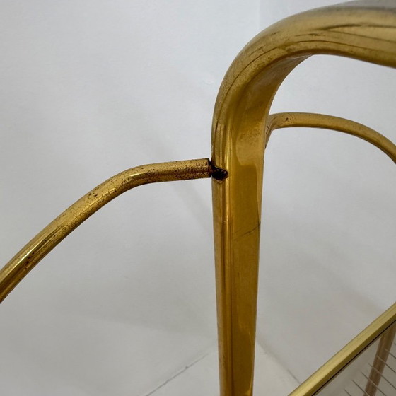 Servierwagen aus Messing und geriffeltem Glas, Metall, Gold, Vintage (Foto 12 von 15)