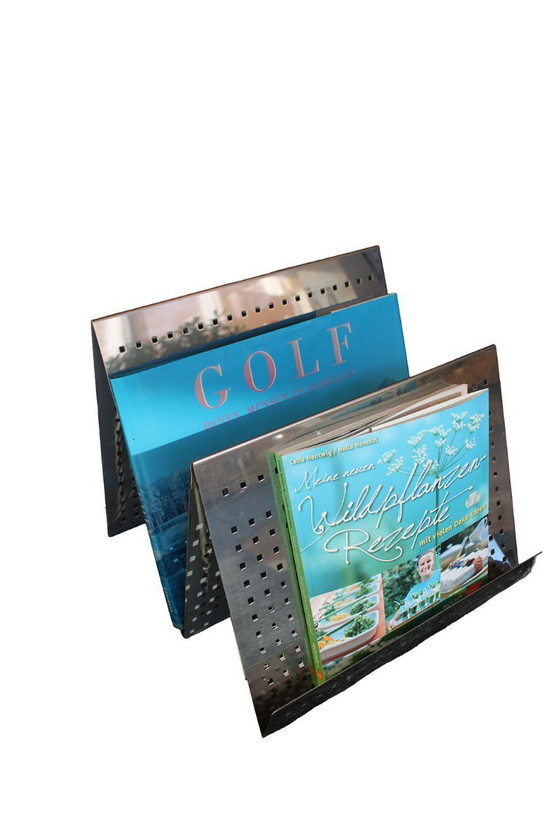 Image 1 of Design-Prospekt- und Zeitungsständer - silbernes Metall