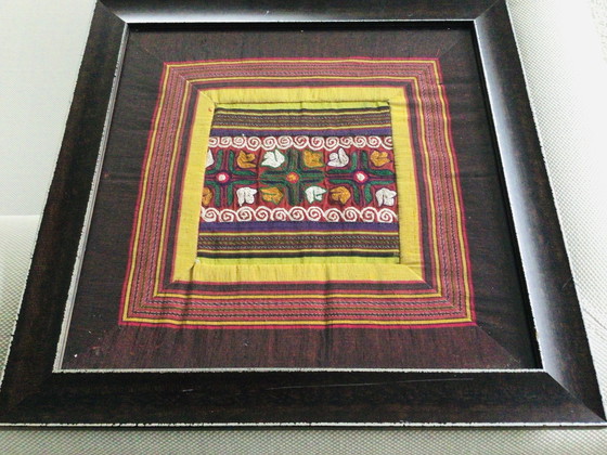 Image 1 of Handgemaakt borduurwerk uit Oezbekistan, ingelijst