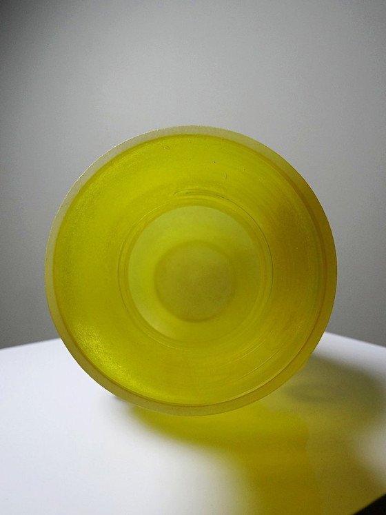 Image 1 of Murano scavo yellow baluster vase, Seguso style frosted glass, vintage 1960