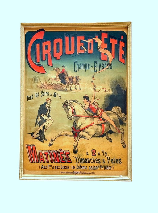 Charles Levy, Cirque d'Ete, Affiche originale encadrée, vers 1900