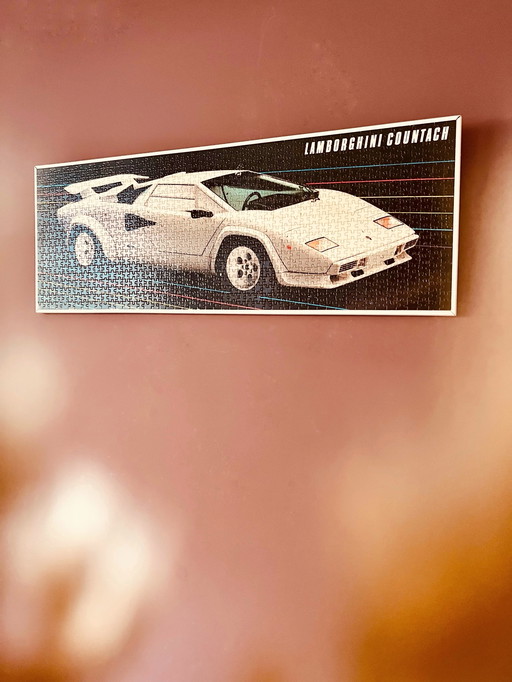 Vintage Lamborghini Countach Puzzle aus den 80er Jahren im Rahmen