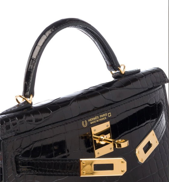 Image 1 of Borsa HERMES Kelly Mini en Cuirs exotiques Noir - 103471
