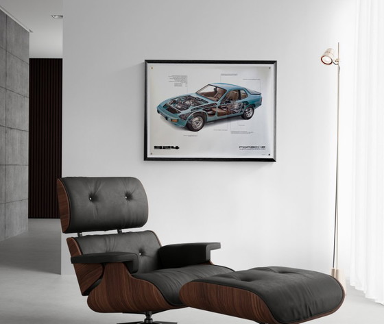 Image 1 of Originele vintage Porsche 924 doorsnede – eind jaren 70 poster / plakat - XL 76 × 102 cm